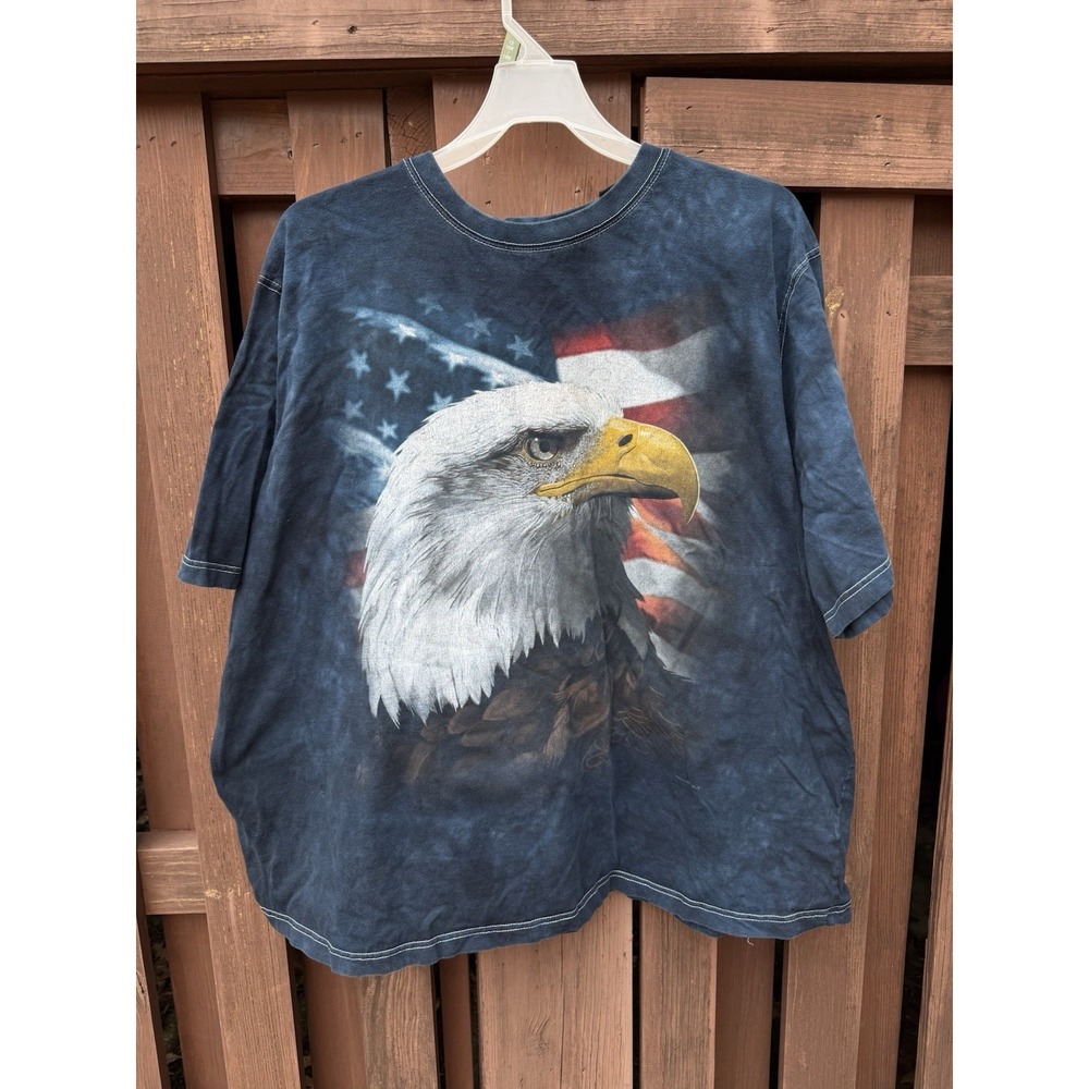 Liquid Blue Bald Eagle USA Graphic Print Stone Washed T Shirt Size 4XL 2015